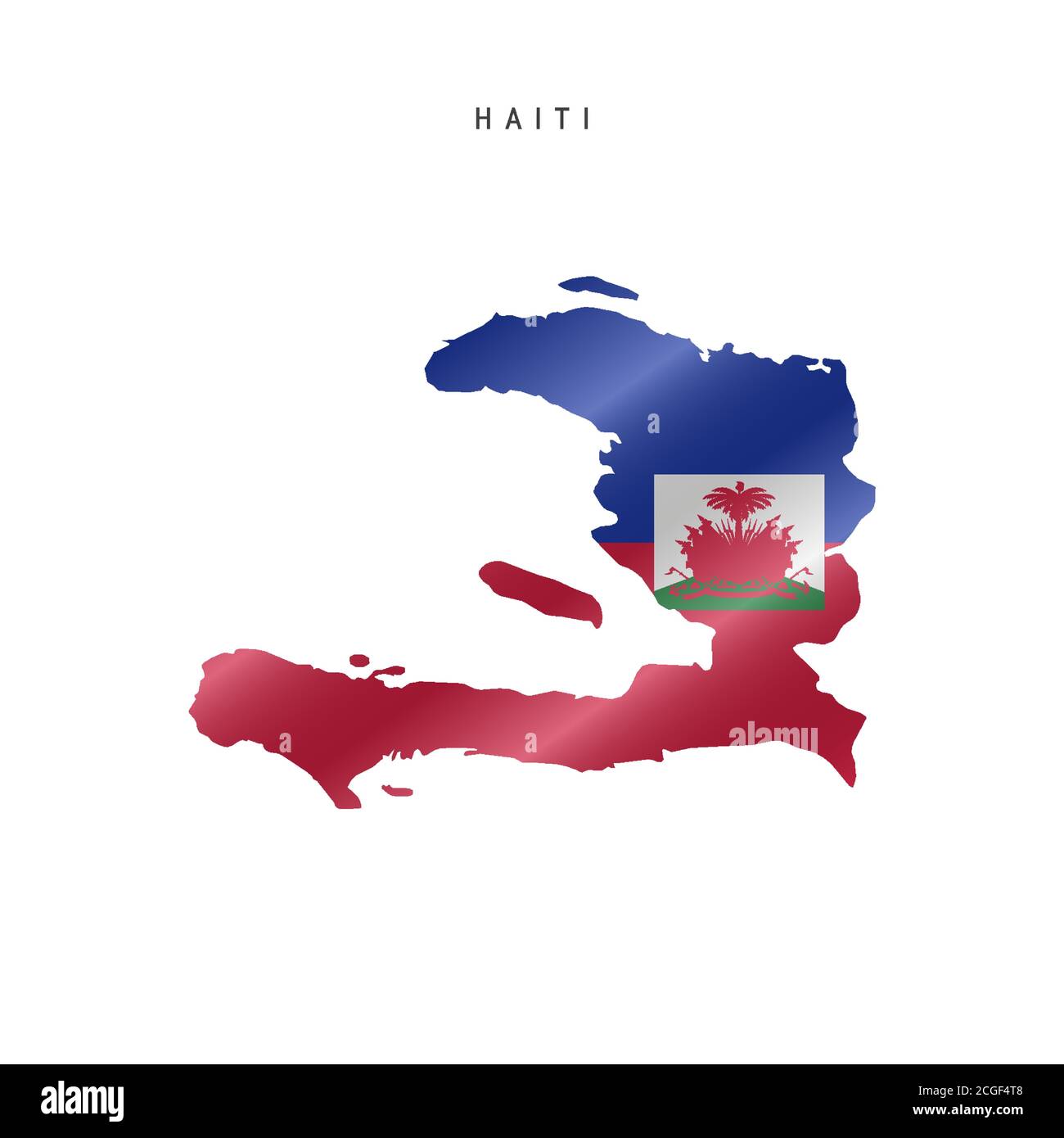 Waving flag map of Haiti. Vector illustration Stock Vector