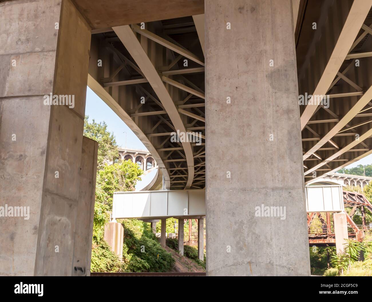 The underside of the Braddock Avenue overpass connecting North Braddock