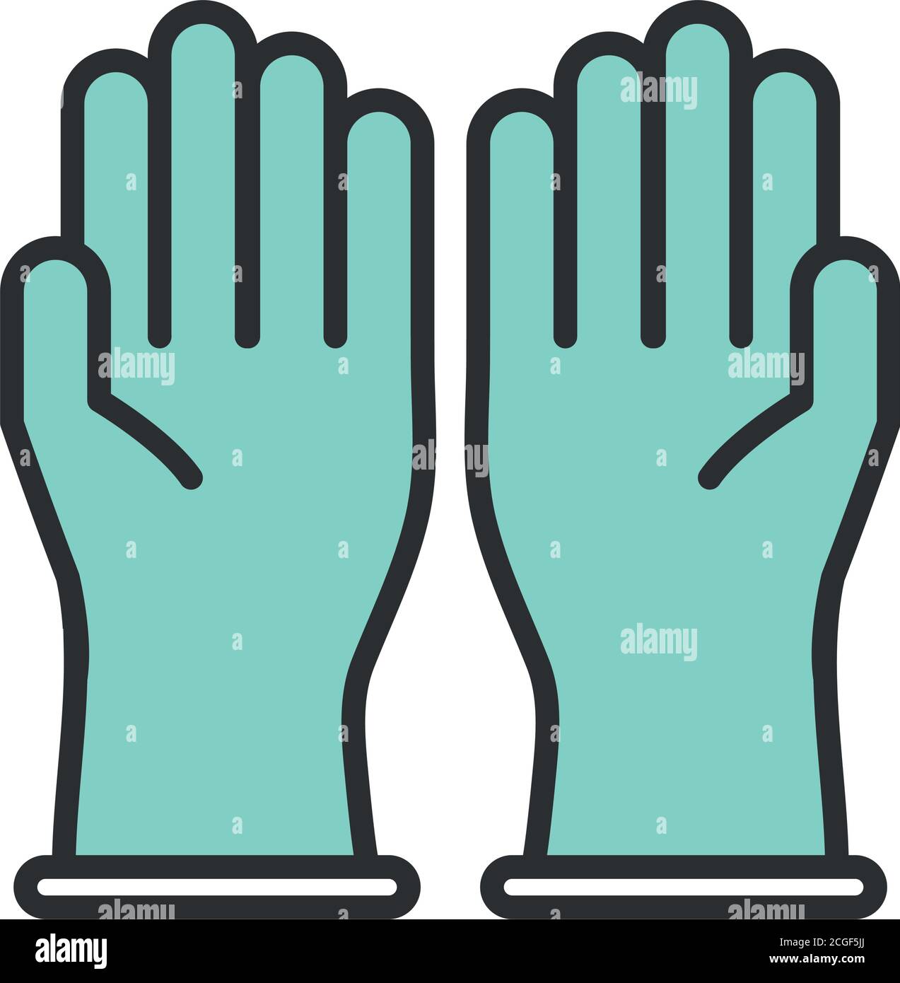 gloves medical equipment protection line and fill vector illustration