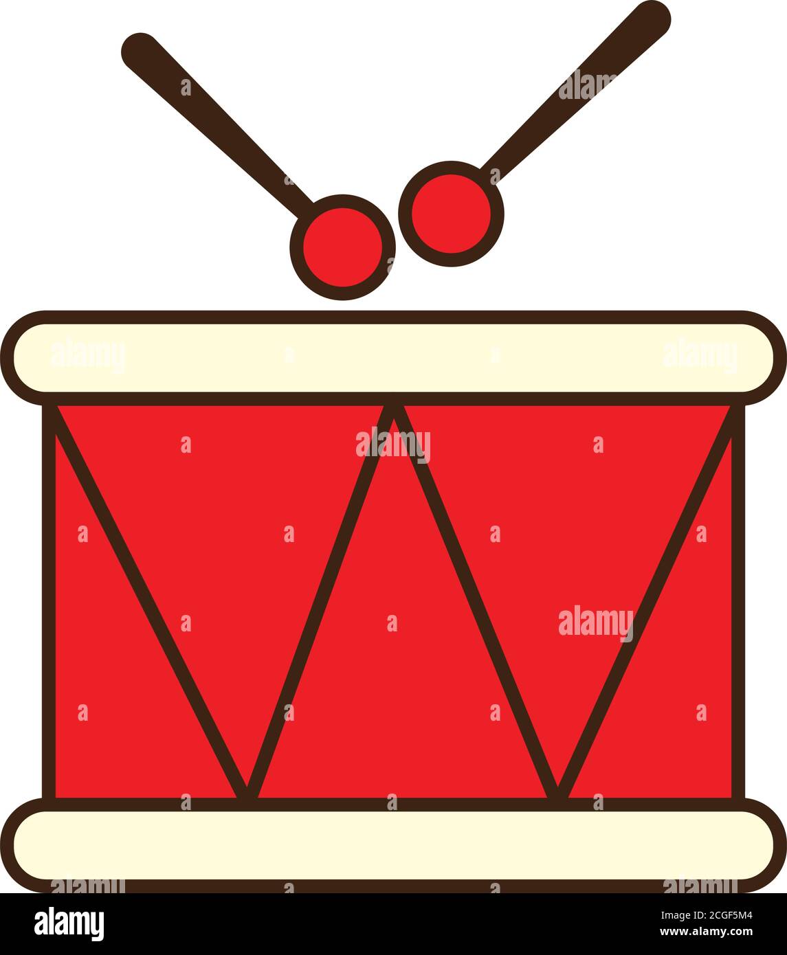 drum instrument line and fill style icon vector design Stock Vector ...