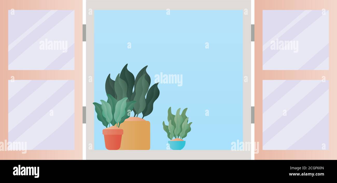 window with plants vector design Stock Vector Image & Art - Alamy