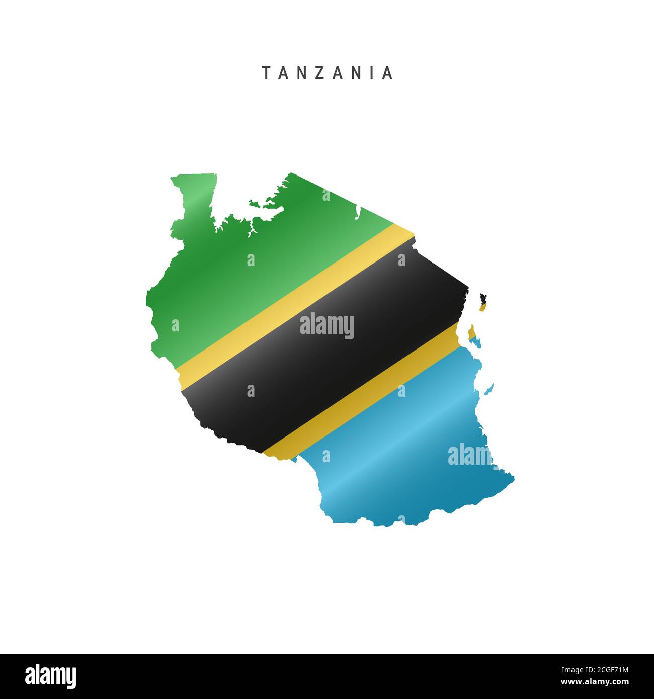 Waving flag map of Tanzania. Vector illustration Stock Vector Image ...