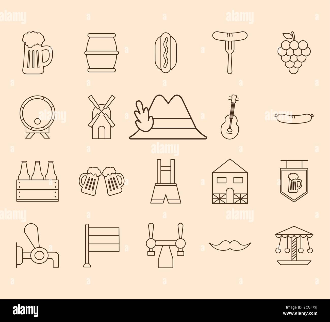 oktoberfest line style collection of icons vector design Stock Vector ...