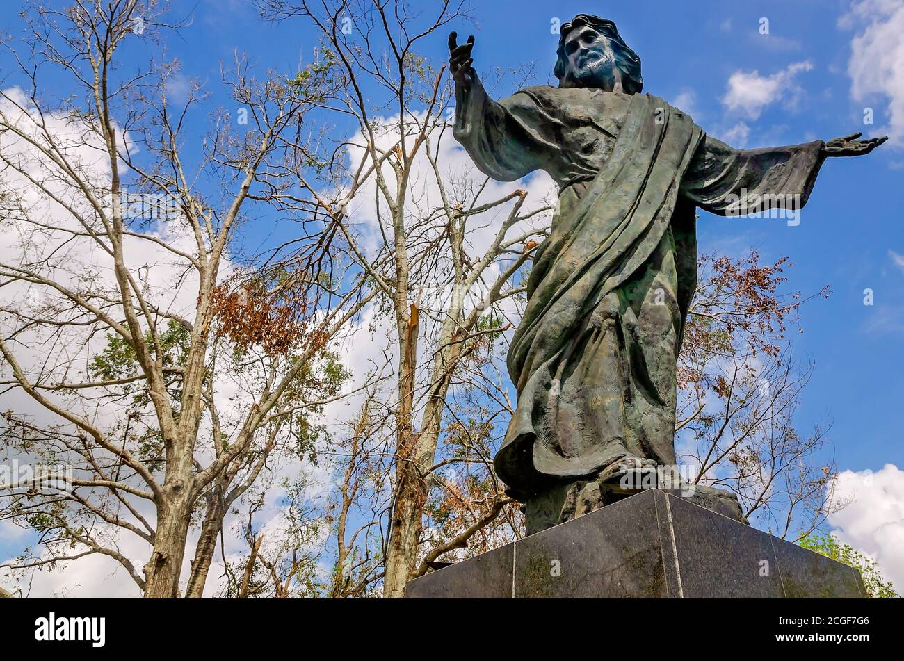 The Millennium Jesus statue stands in Bilbo Cemetery, Sept. 9, 2020, in
