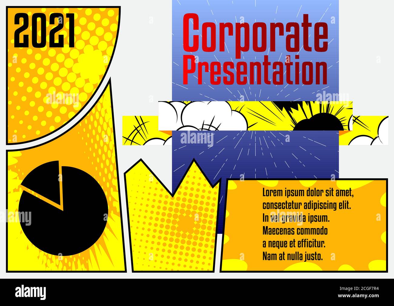 Comic book business presentation template. Vector graphic for company ...