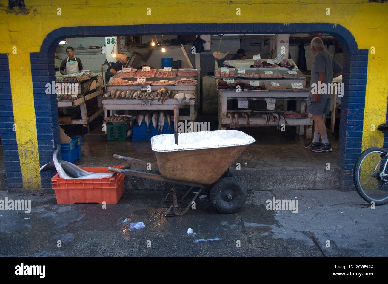 Fish market in Ensenada, Mexico. Stock Photo