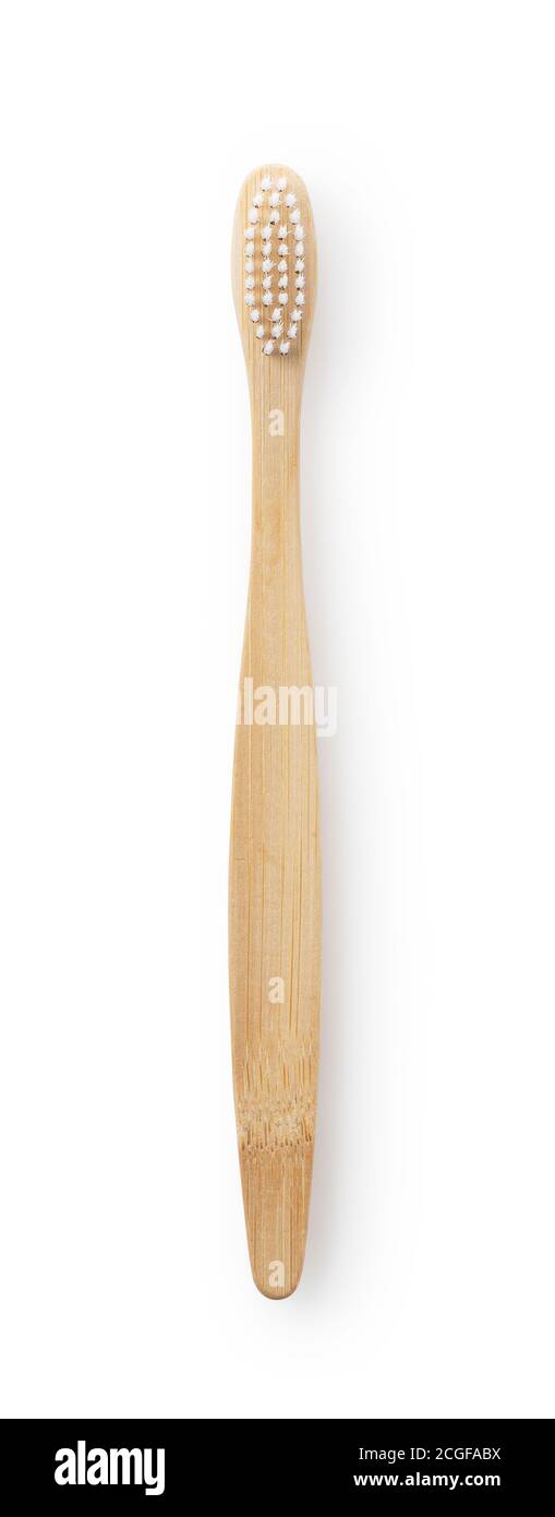 Bamboo toothbrush on a white background Stock Photo - Alamy