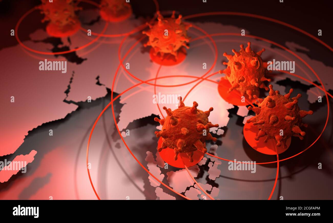 Pandemic in World - 3D Rendering Stock Photo