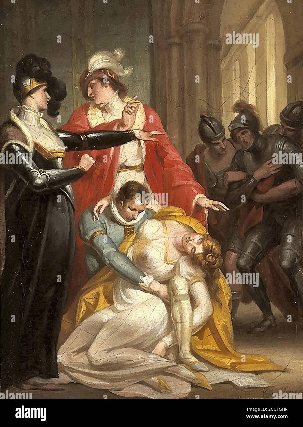 Maclise Daniel - a Woman Swooning with a Trio of Soldiers Beyond - British School - 19th  Century Stock Photo