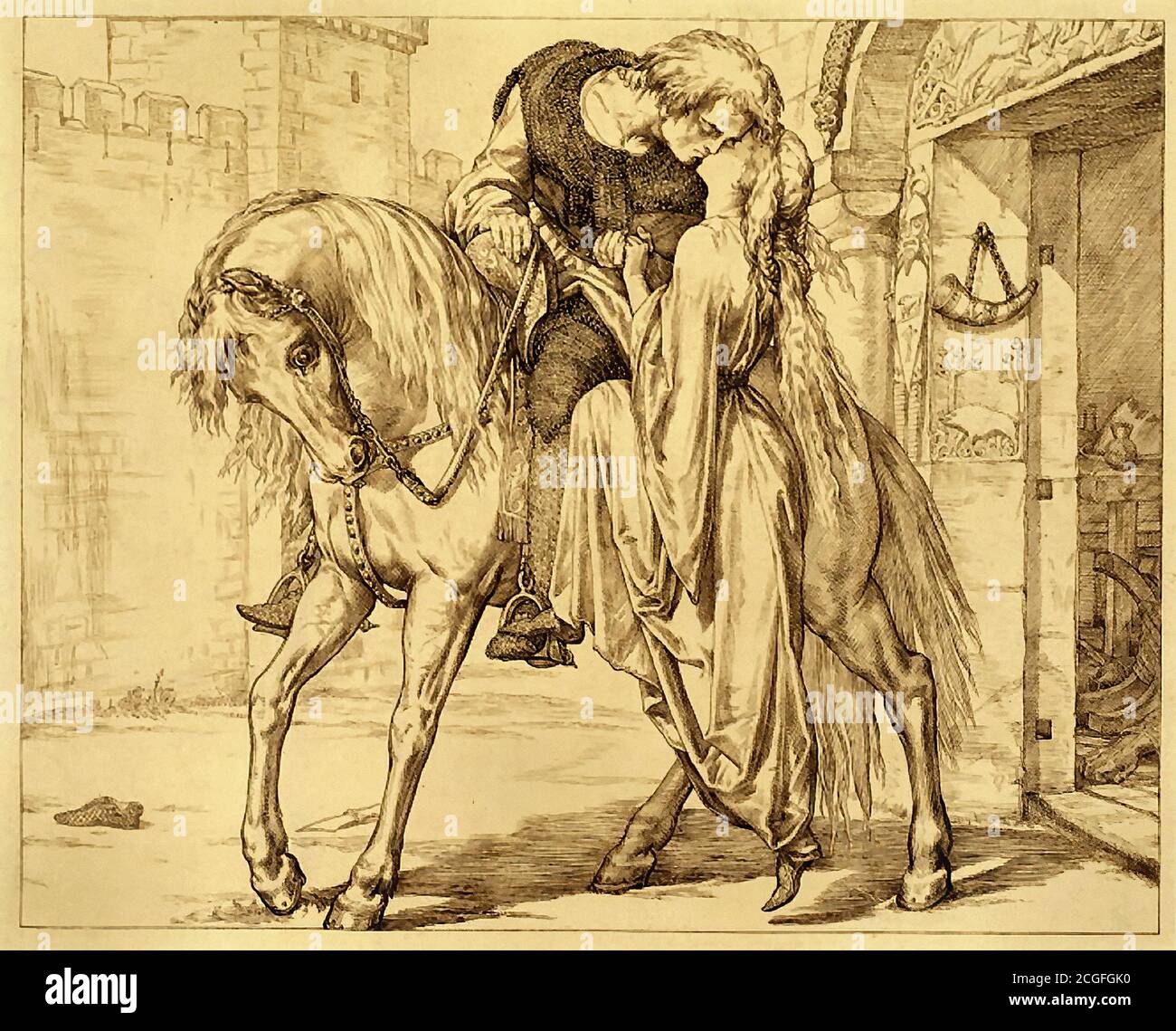 Maclise Daniel - Illustration to Tennyson's 'idylls of the King' - British School - 19th  Century Stock Photo