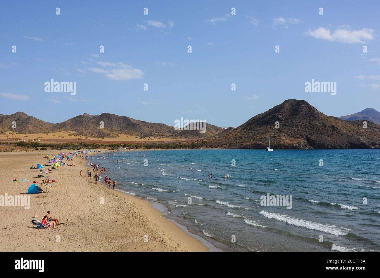 Playa de los Genoveses beach, beautiful bay in Cabo de Gata, Almeria, Spain Stock Photo