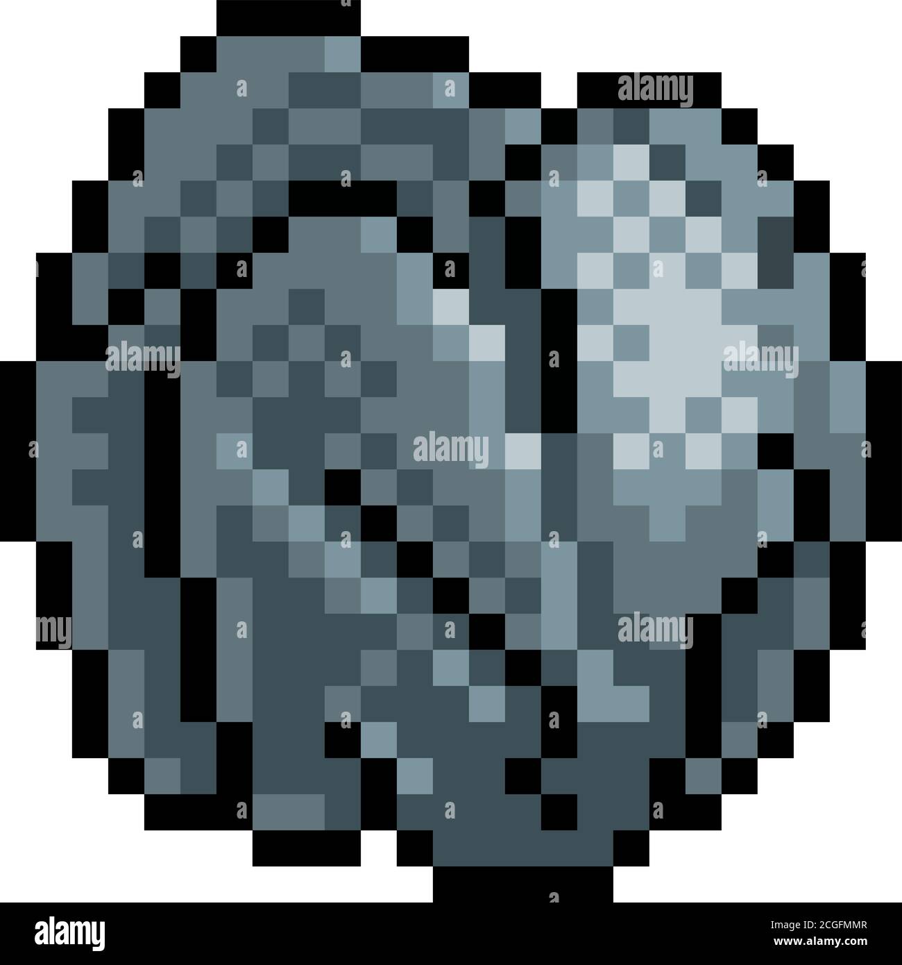 Rock Stone Boulder Pixel Art Eight Bit Game Icon Stock Vector