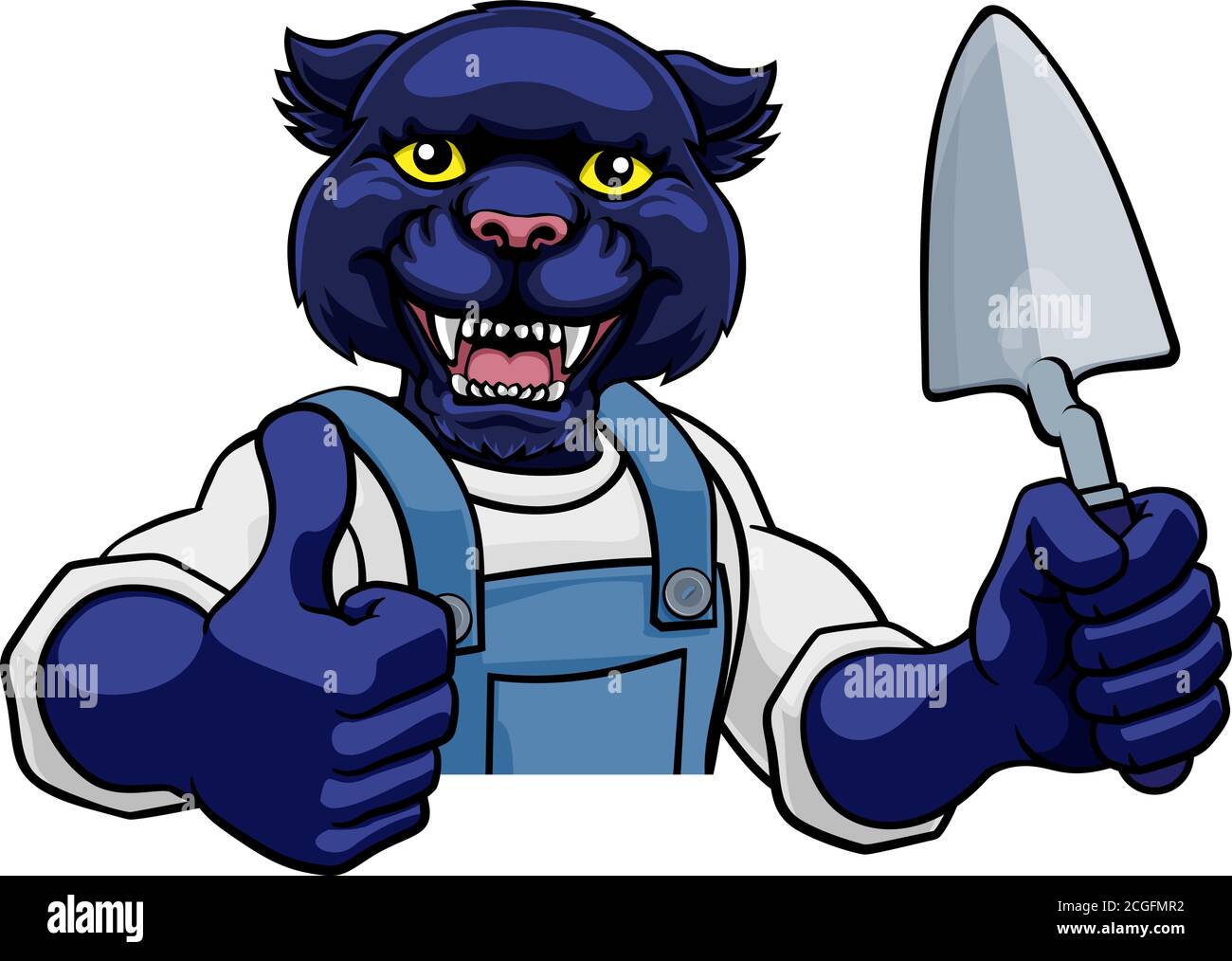 Panther Bricklayer Builder Holding Trowel Tool Stock Vector