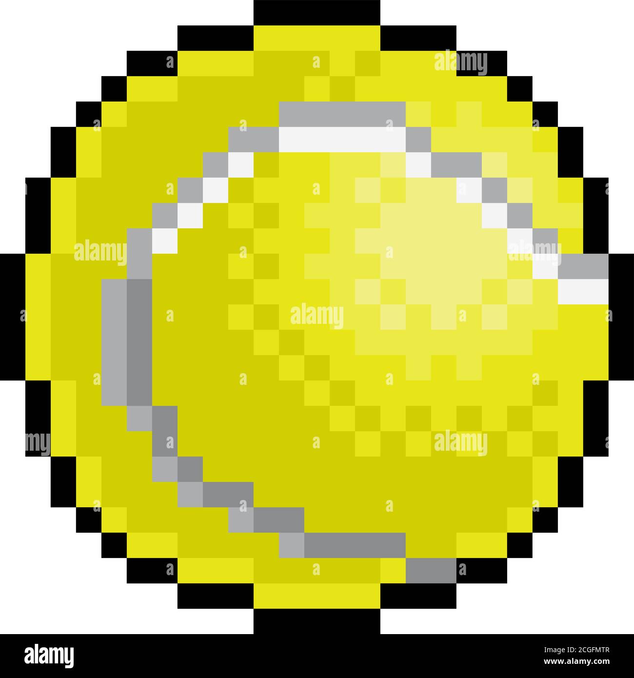 Tennis Ball Pixel Art Eight Bit Sports Game Icon Stock Vector