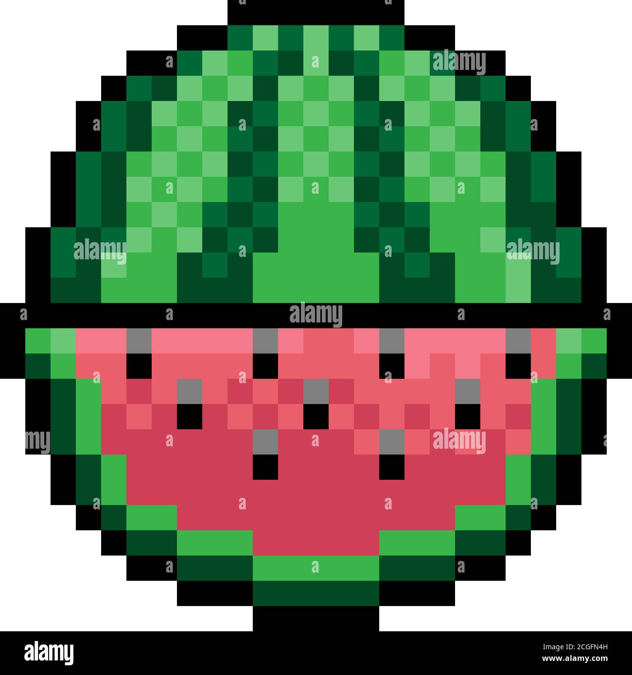 Pixel Art 8 Bit Video Game Fruit Icon Set Stock Vector