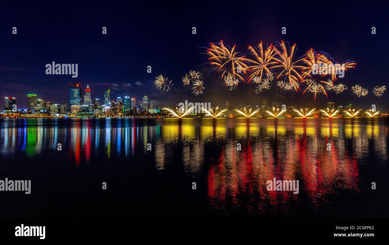Perth Fireworks on Australia Day Stock Photo Alamy