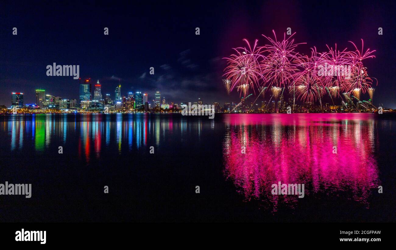 Perth Fireworks on Australia Day Stock Photo Alamy