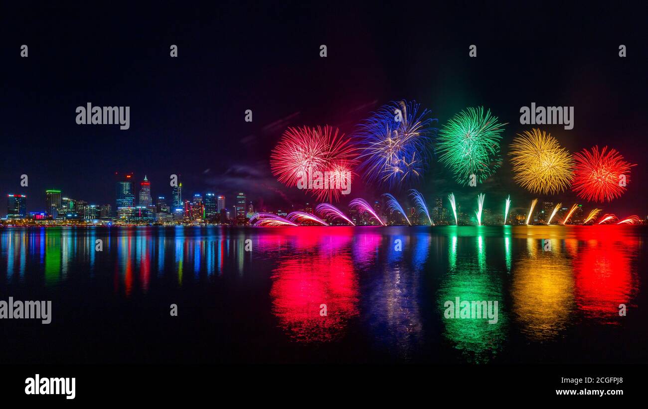Perth Fireworks on Australia Day Stock Photo Alamy