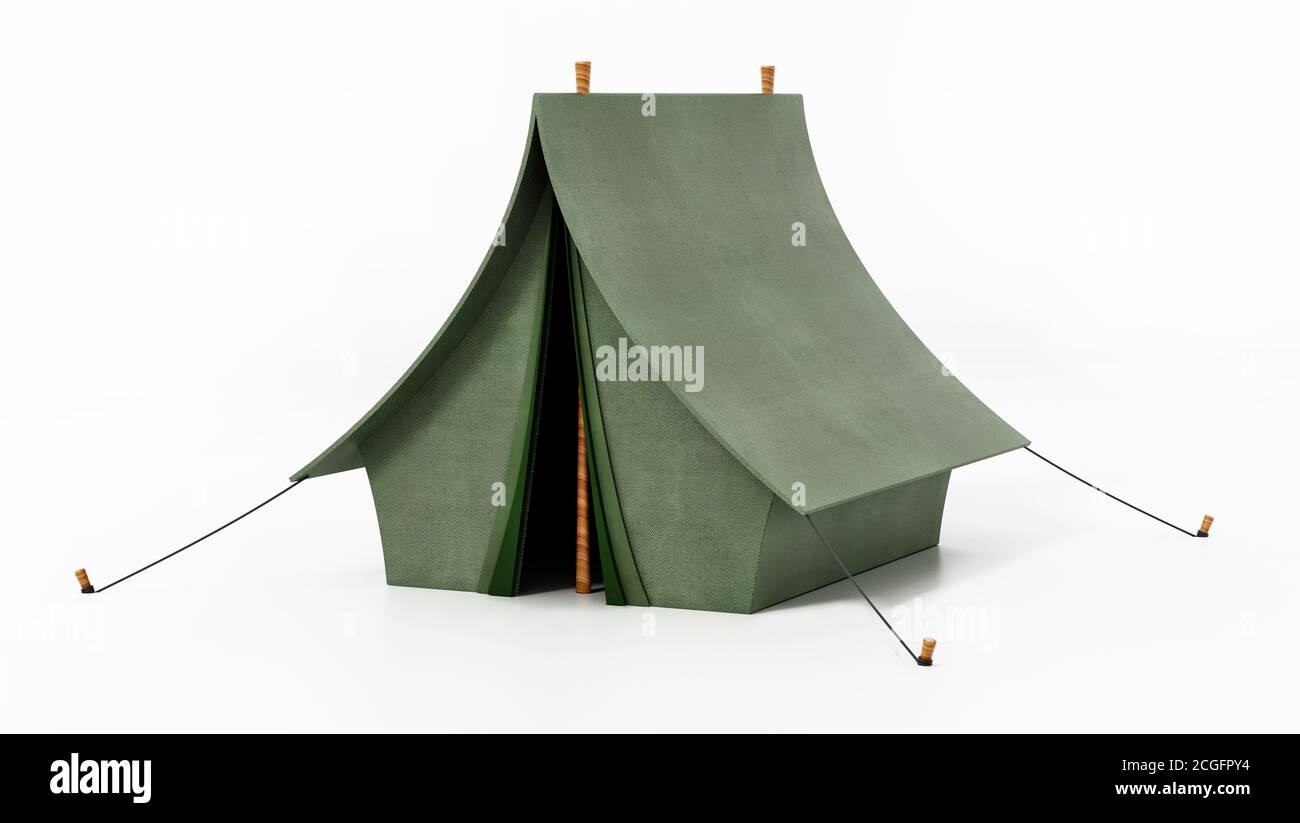 Green camping tent isolated on white background. 3D illustration Stock ...