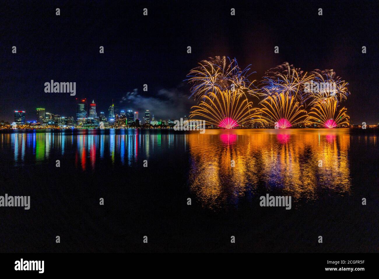 Perth Fireworks on Australia Day Stock Photo