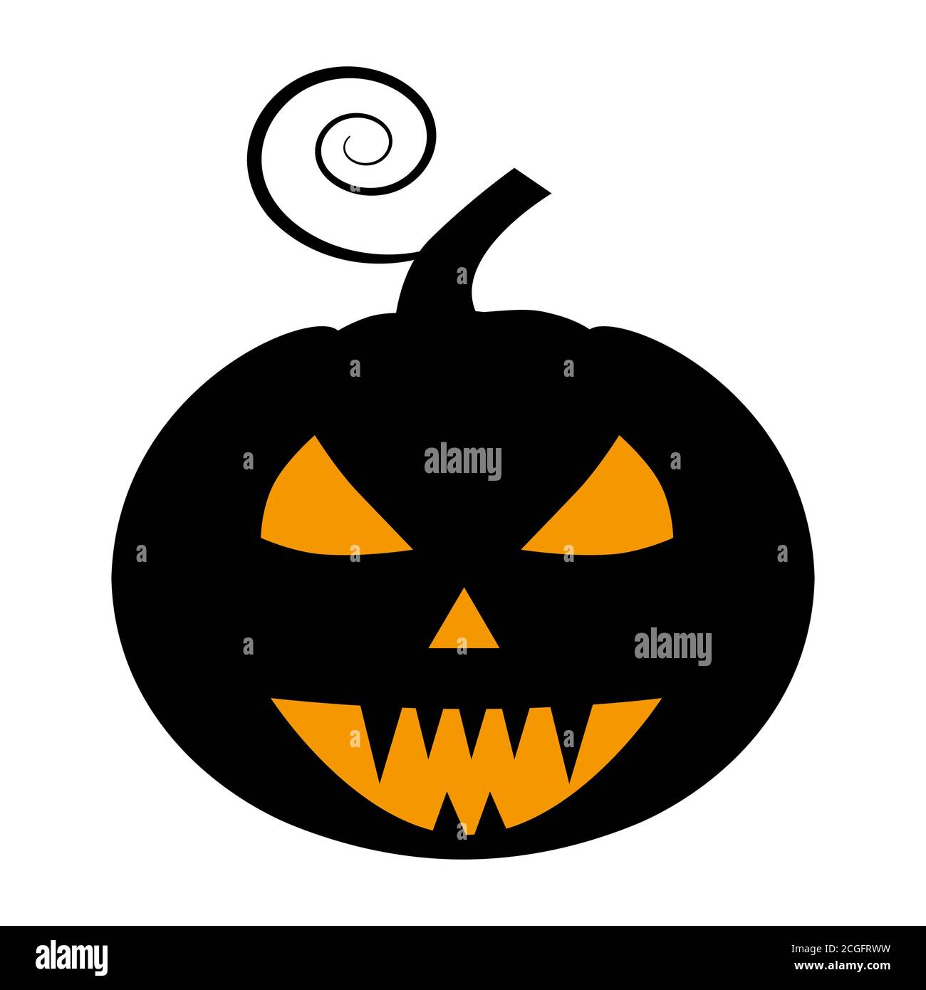 Pumpkin flat single icon. Halloween pumpkin symbol of fear and danger. Black spooky decorative element. Vector illustration isolated on white Stock Vector