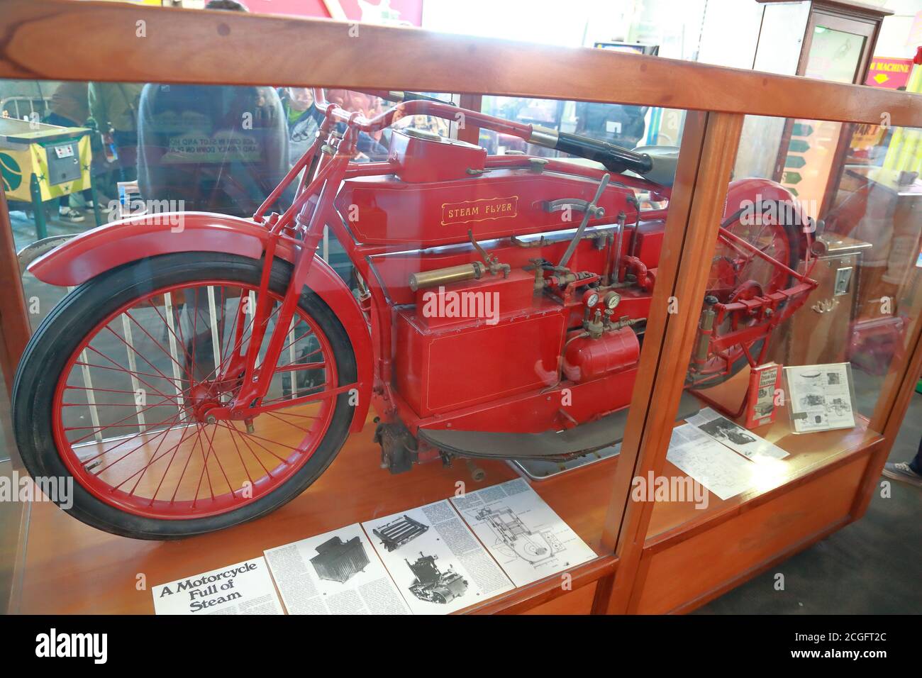 The 1912 Steam Flyer, a steam driven motorcycle, exhibited at the Musee