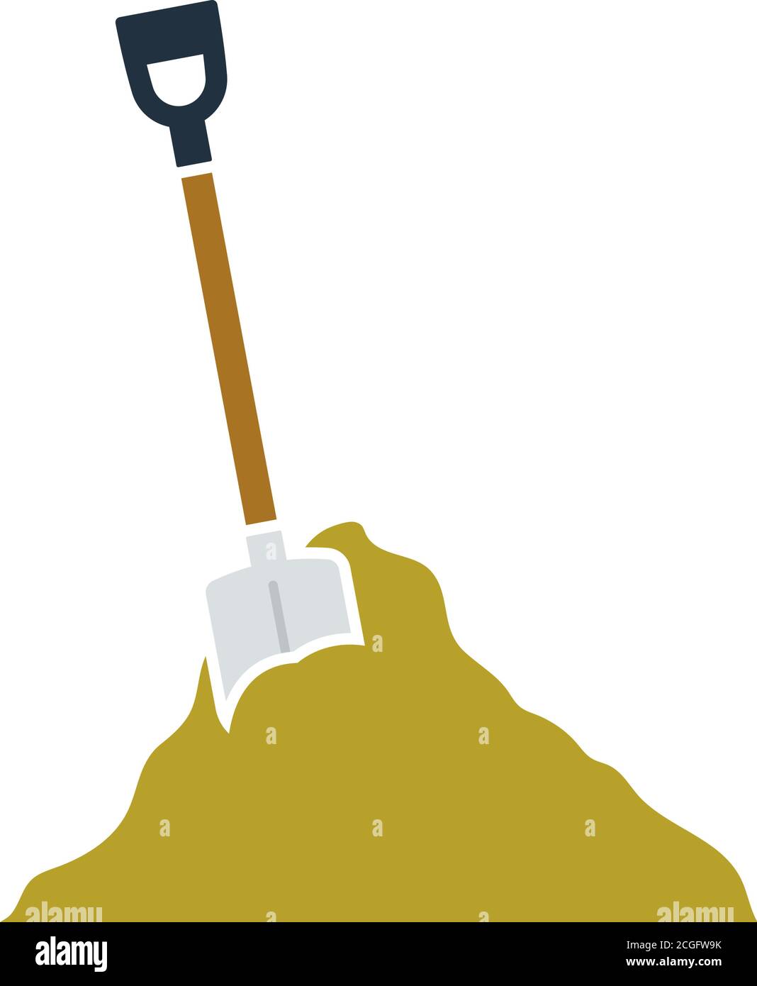 Icon Of Construction Shovel And Sand. Flat Color Design. Vector Illustration. Stock Vector