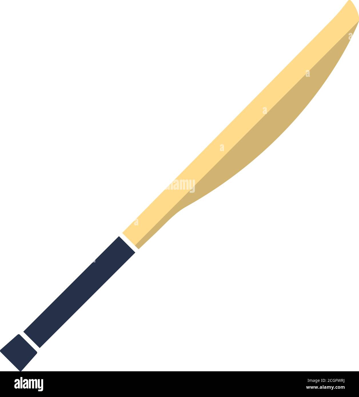 Cricket Bat Icon. Flat Color Design. Vector Illustration Stock Vector