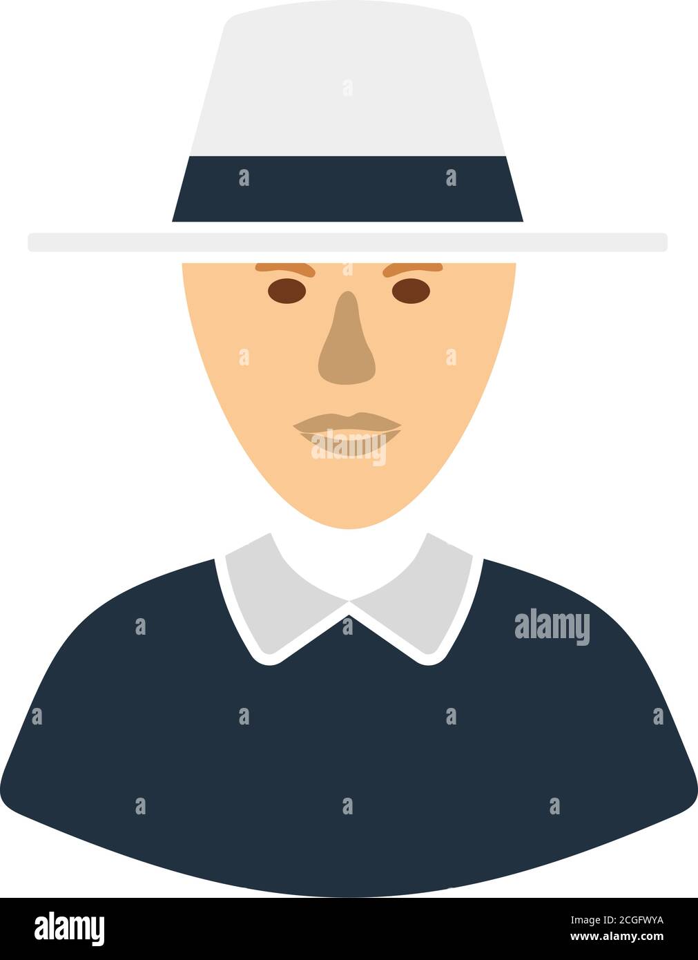 Cricket Umpire Icon. Flat Color Design. Vector Illustration. Stock Vector