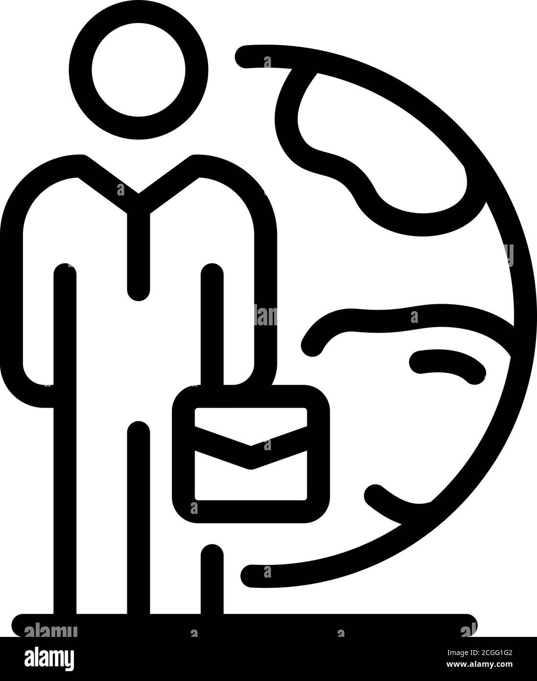 Outsource global icon, outline style Stock Vector