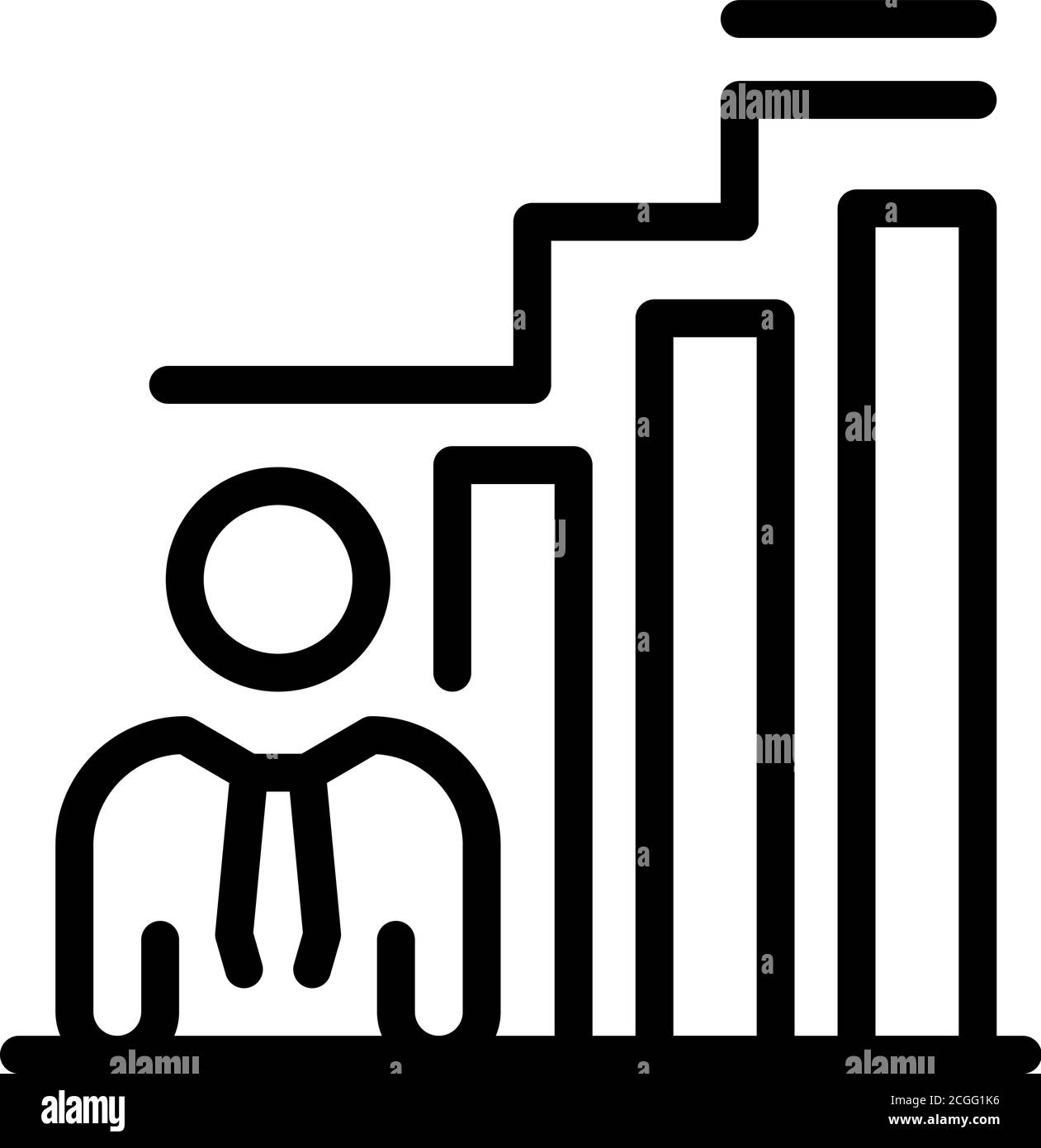 Outsource employee graph icon, outline style Stock Vector