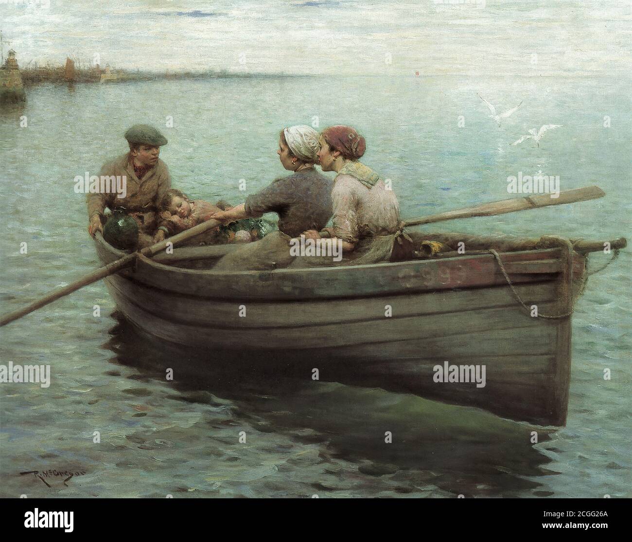 Mcgregor Robert - Rowing the Boat - British School - 19th  Century Stock Photo