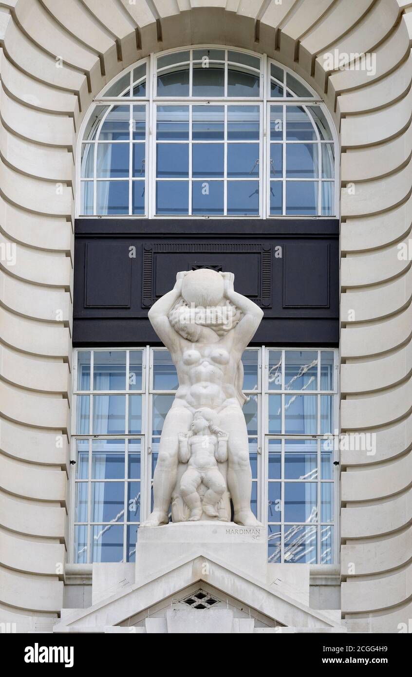 London, England, UK. Sculpture"Child Education" by Alfred Hardiman