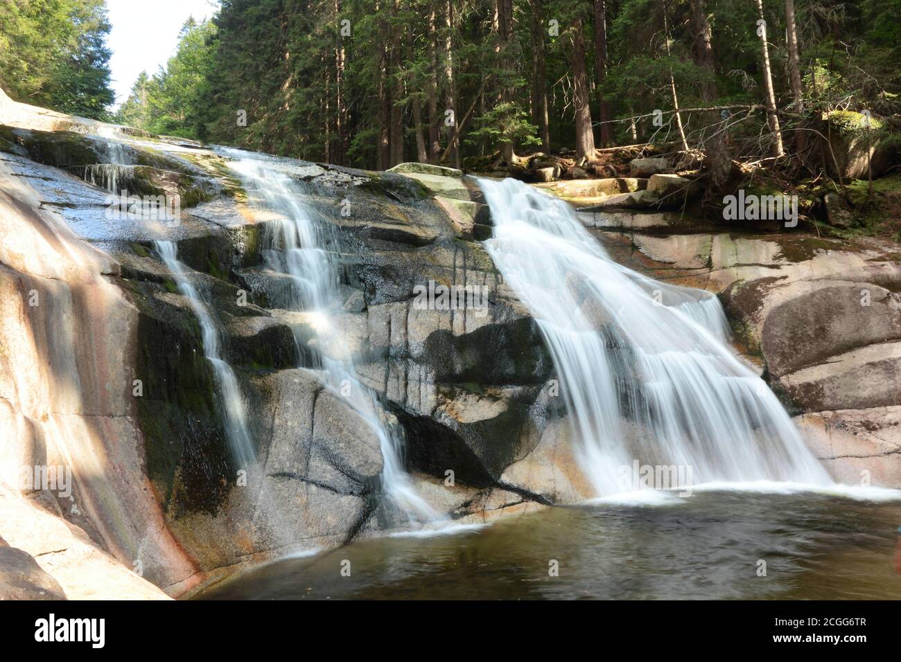 Mumlava Waterfall near town Harrachov in Krkonose Mountains, Czech Republic Stock Photo