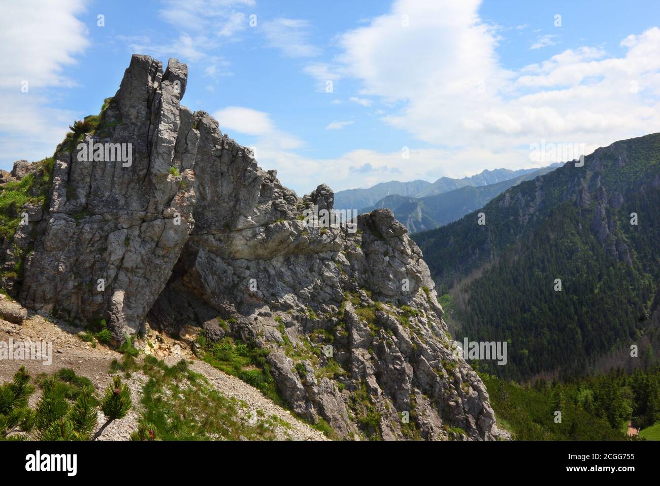 Landscape from summit of Sarnia Skala in Polish Tatra Mountains Stock Photo