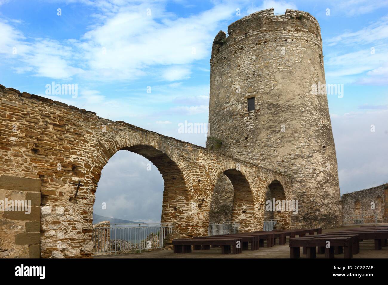 The ruins with tower of Spis castle, Slovakia Stock Photo
