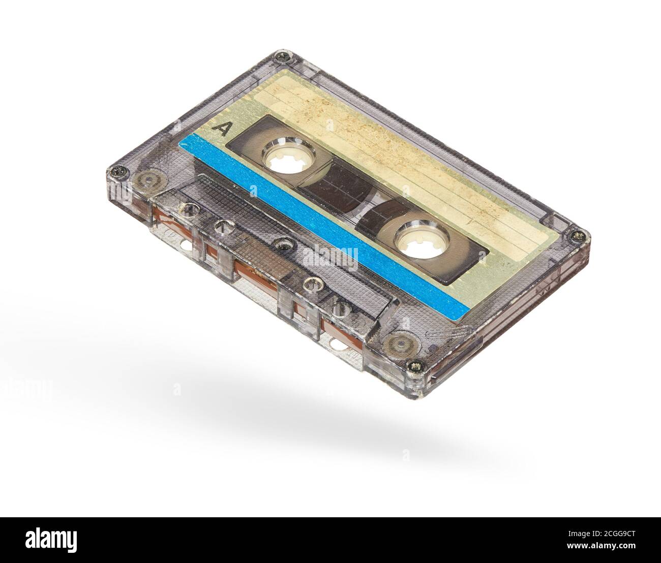 Old used audio cassette isolated on white background with clipping path ...