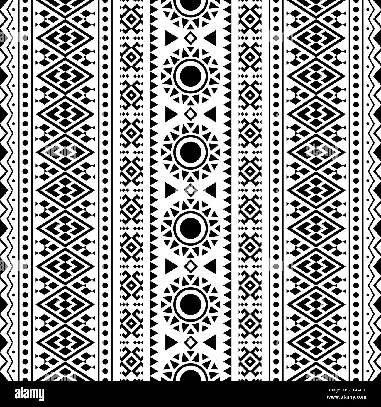Vertical Ikat ethnic pattern aztec texture background vector in black ...