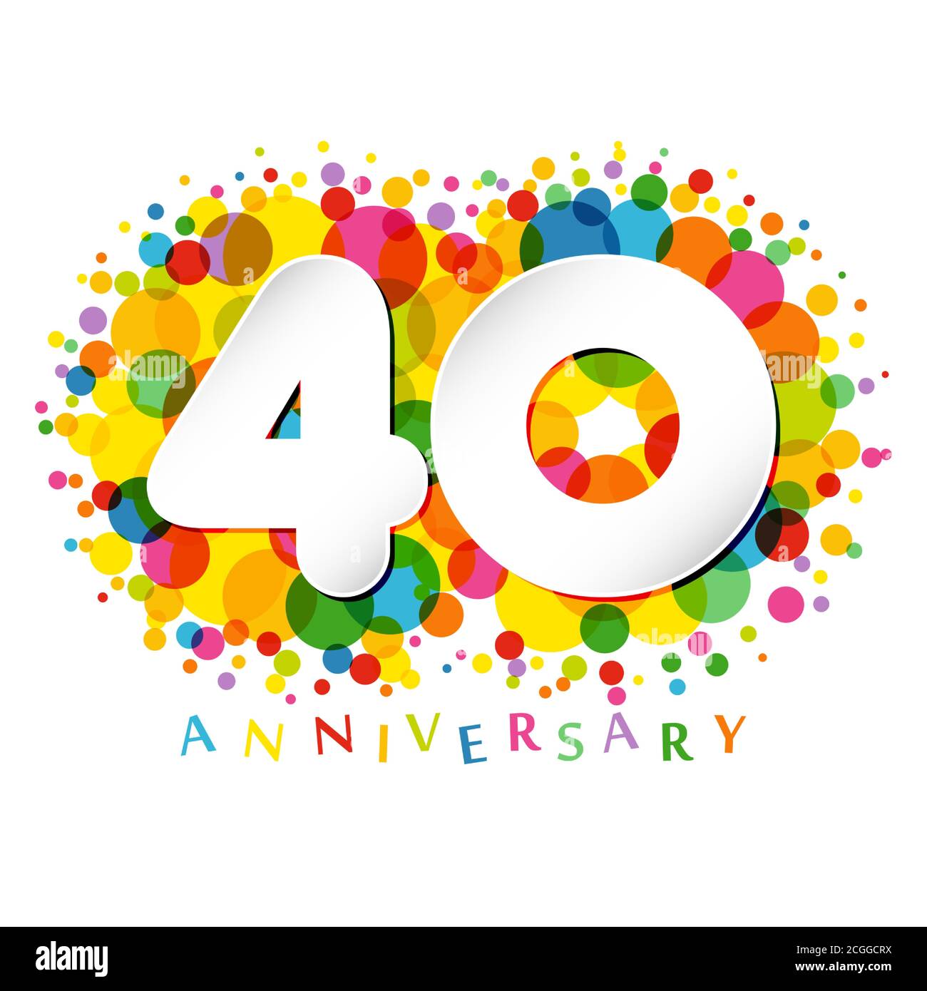 40 th anniversary numbers. 40 years old coloured congrats. Cute  congratulation concept. Isolated abstract graphic design template. White  digits Stock Vector Image & Art - Alamy