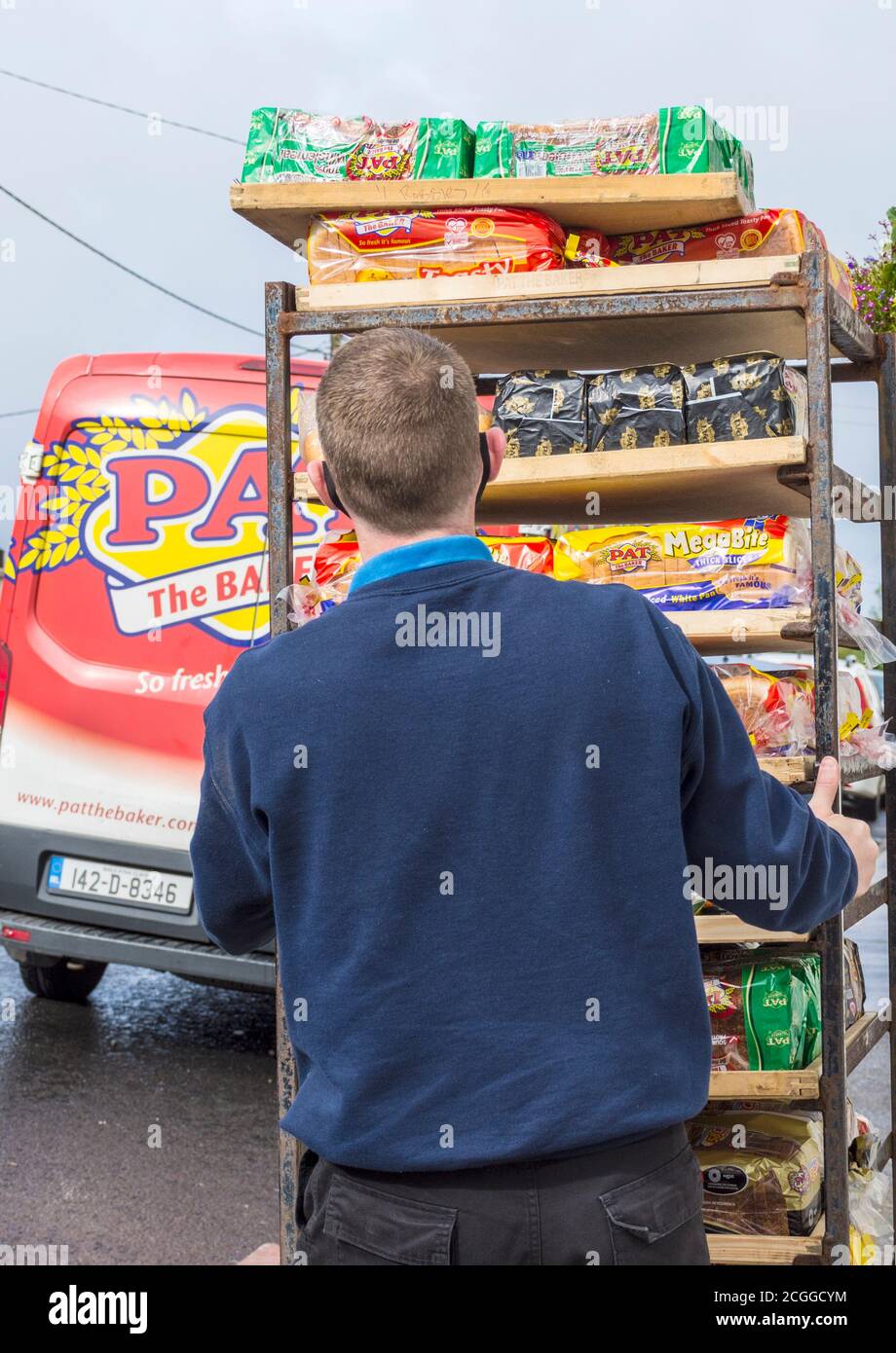 Bread delivery from 'Pat the Baker' bakery in rural Ireland, County Donegal Stock Photo