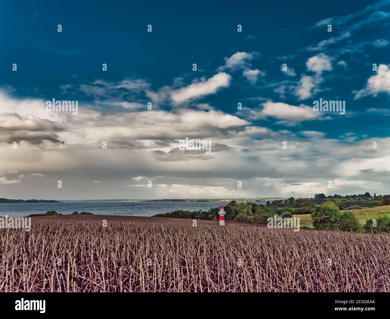 Small lighthouse at Gendarmstien near Egernsund, Denmark Stock Photo