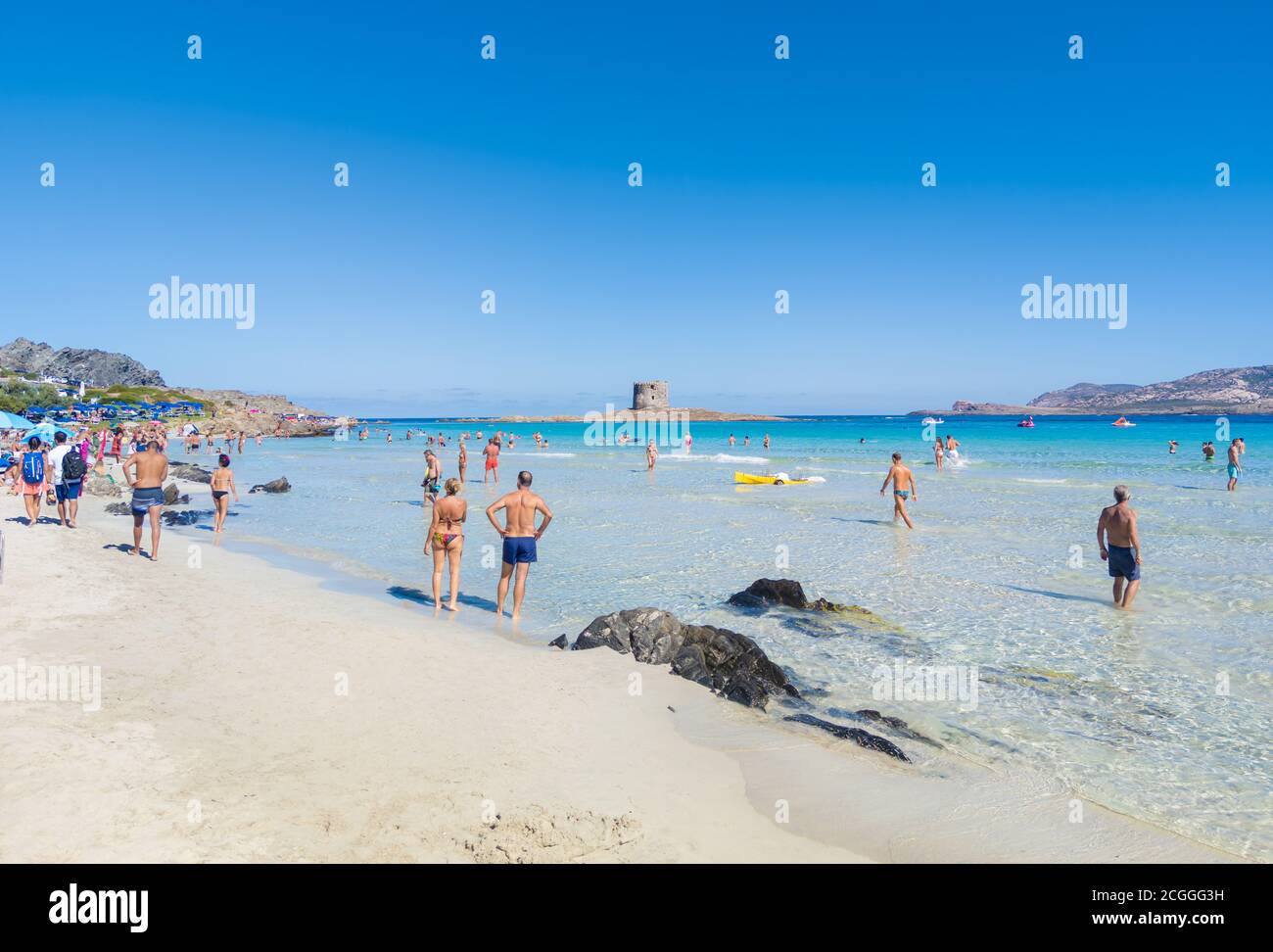 Stintino (Italy) - One of the most popular sandy beaches in Italy, 'La  Pelosa' in Sardegna island, province of Sassari, the Asinara sea national  park Stock Photo - Alamy