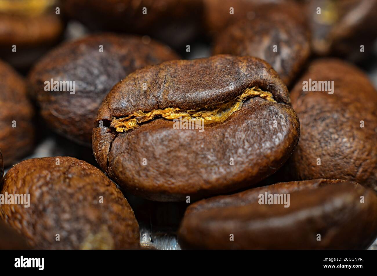 Roasted coffee beans macro shooting background Stock Photo