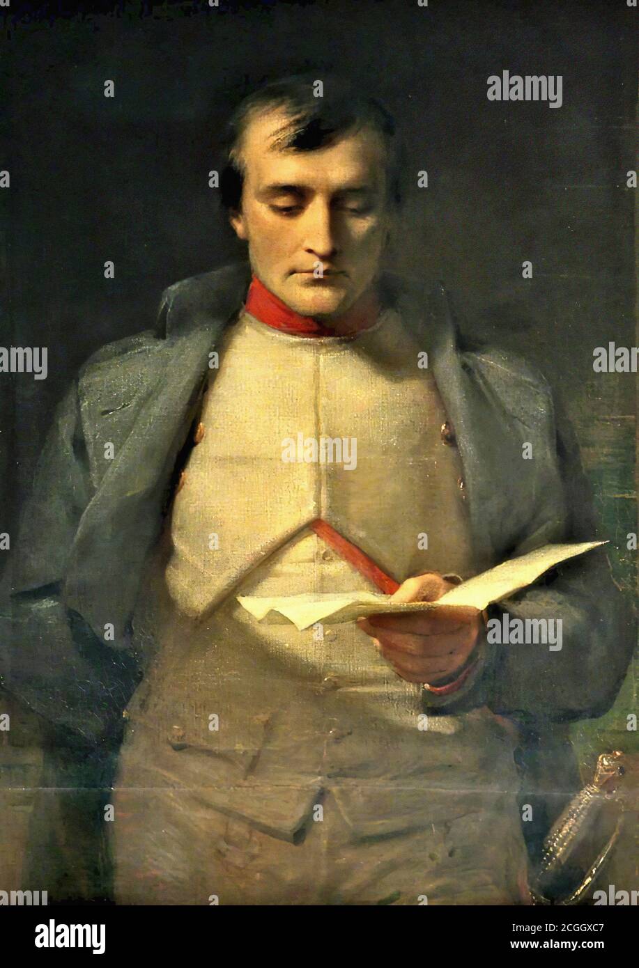 Richmond George - Napoleon I Reading His Letter of Abdication - British School - 19th  Century Stock Photo