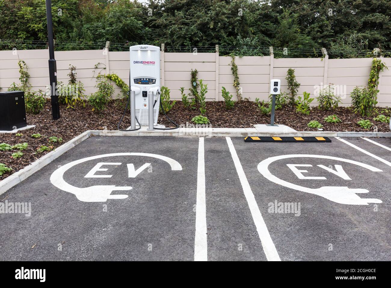 Electric car charging points at an Aldi Supermarket Stock Photo