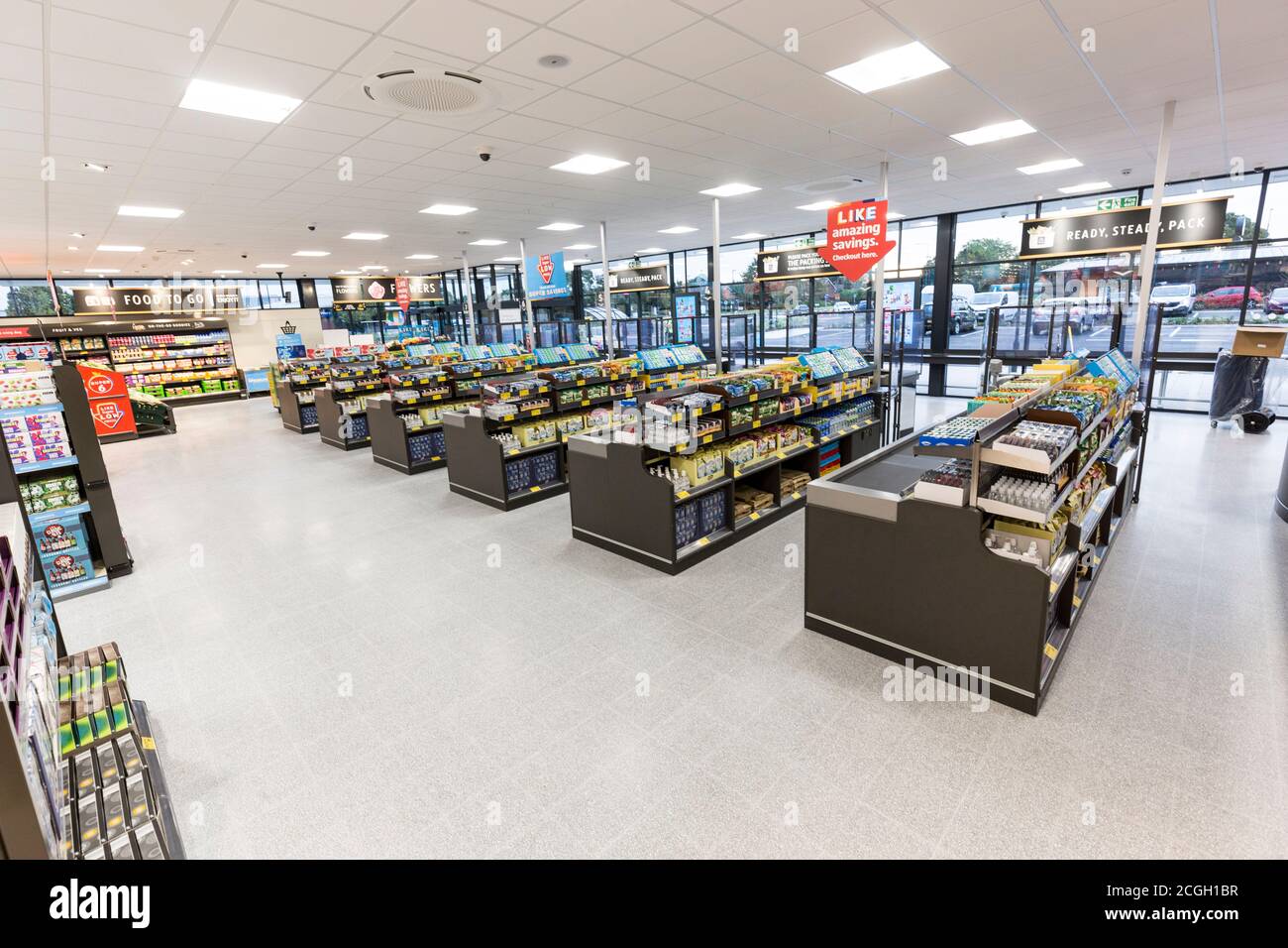 Aldi Supermarket interior Stock Photo