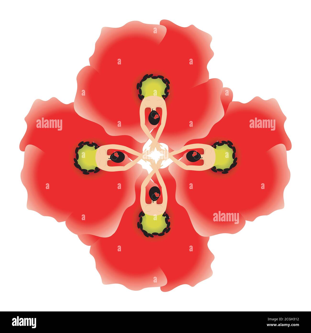 the beautiful and original illustration of a dancing girls with a