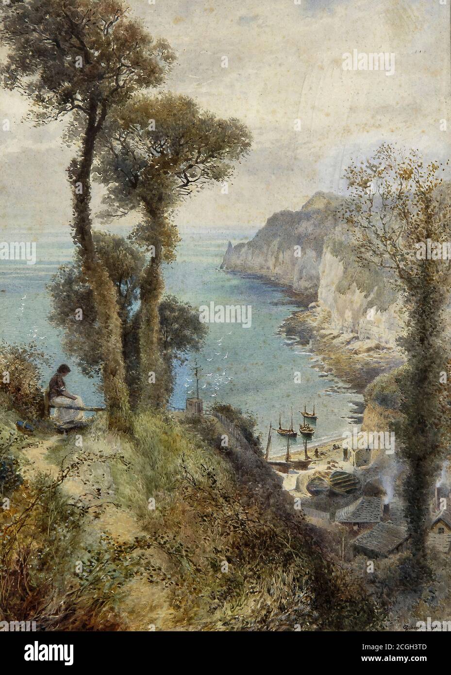 Robertson Charles - Beer Head South Devon - British School - 19th  Century Stock Photo