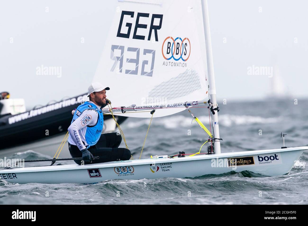 Kiel, Germany. 11th Sep, 2020. The laser world champion Philipp Buhl  (Sonthofen) is waiting for the start before a race at the 126th Kieler Woche.  The Kieler Woche is considered the world's