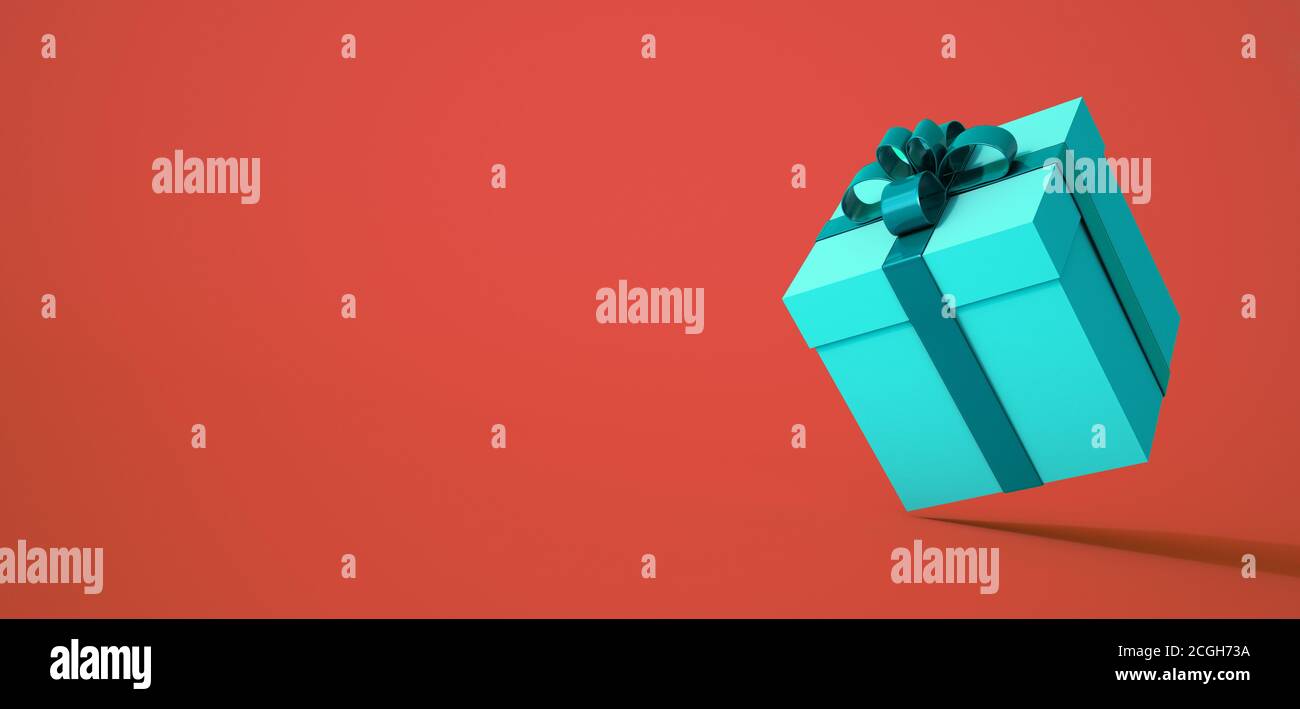 3D rendering of a gift box in red and turquoise Stock Photo - Alamy